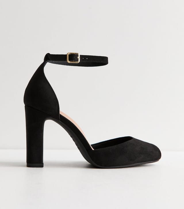 New Look Women's Wide Fit Black Faux Suede Mary Jane Heels Vegan New Look - 2