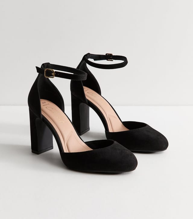 New Look Women's Wide Fit Black Faux Suede Mary Jane Heels Vegan New Look - 3