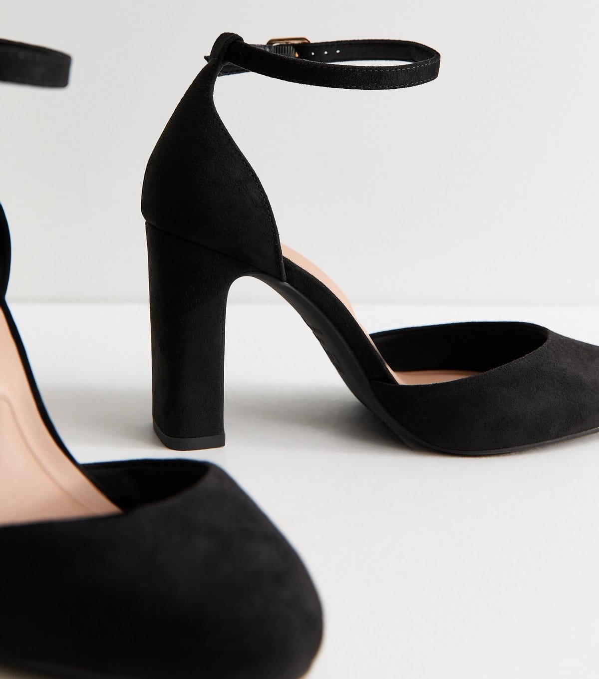 New Look Women's Wide Fit Black Faux Suede Mary Jane Heels Vegan New Look - 4