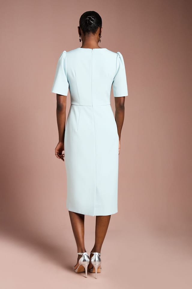Coast Coast Women's Short Sleeve Corset Pencil Dress in Duck Egg - 3