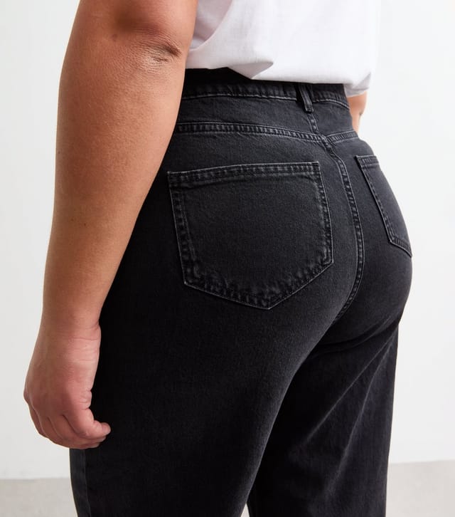 New Look Women's Plus Size Black High Waist Adalae Wide Leg Jeans Curves New Look - 3