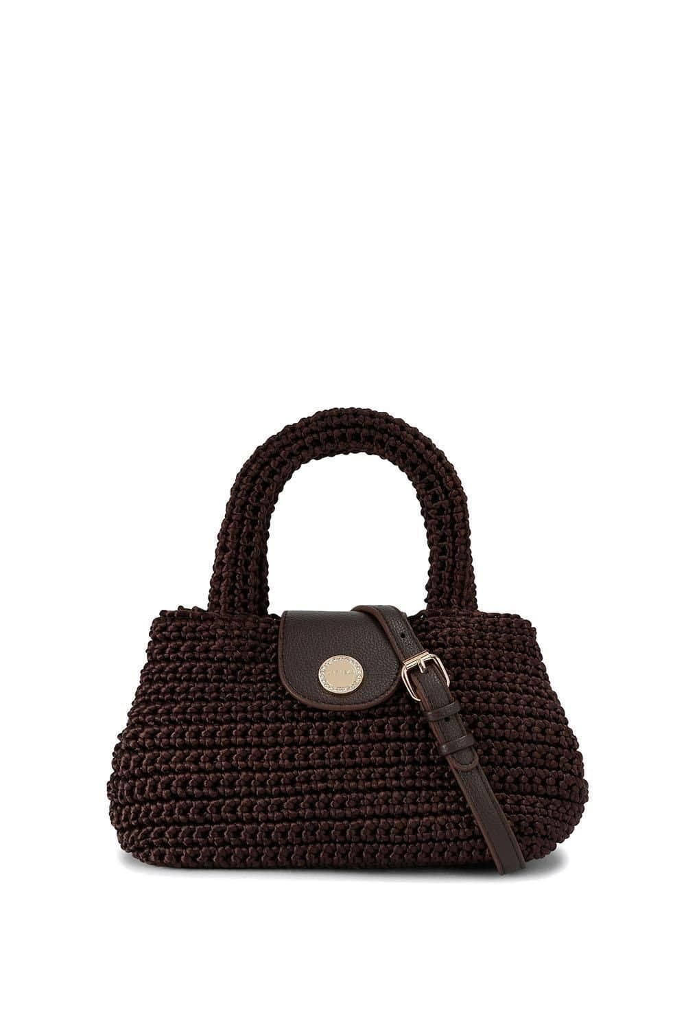 Carvela Carvela Women's 'Cheska Top Handle' Silk Blend Bag in Brown