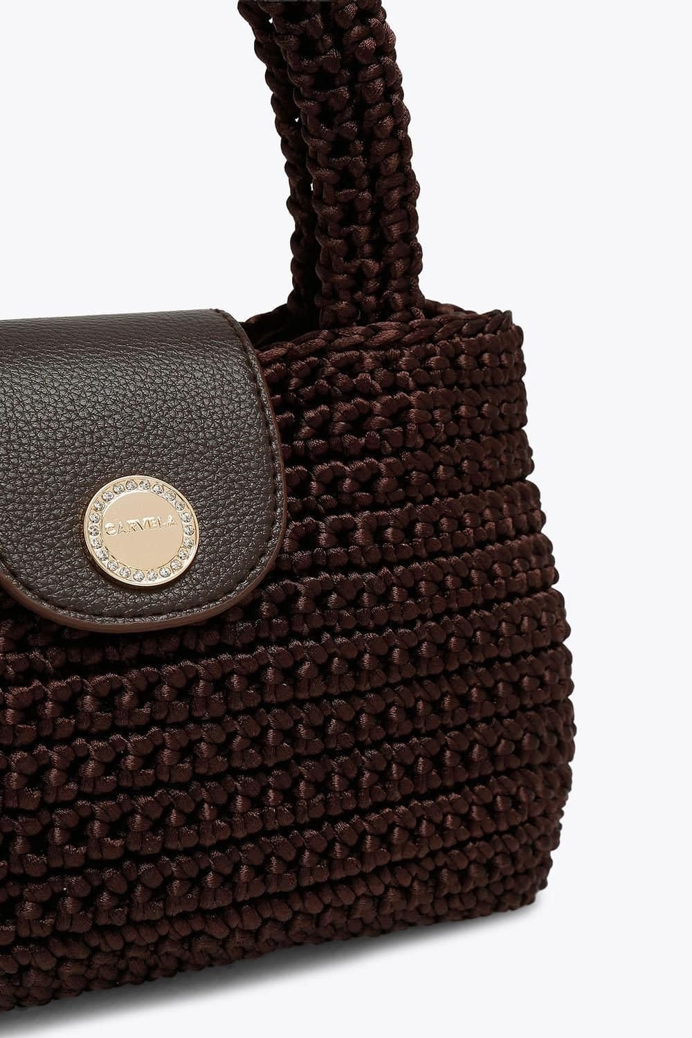 Carvela Carvela Women's 'Cheska Top Handle' Silk Blend Bag in Brown - 4