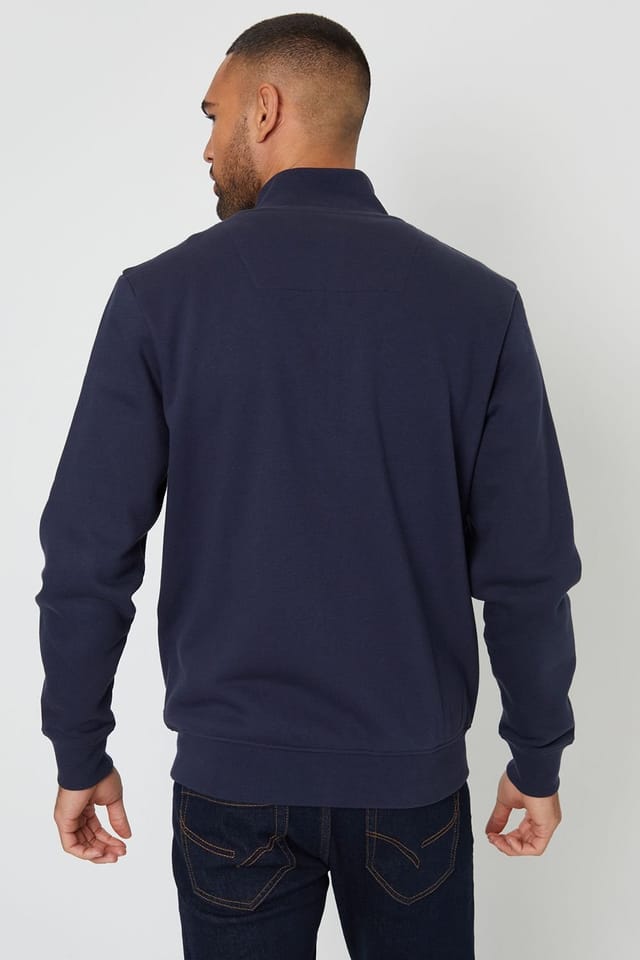Threadbare Threadbare Men's 'Lynne' Funnel Neck Zip Through Sweatshirt in Navy - 2