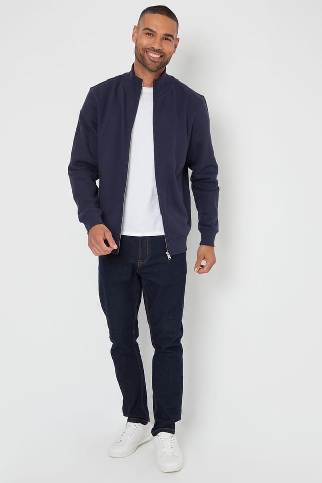 Threadbare Threadbare Men's 'Lynne' Funnel Neck Zip Through Sweatshirt in Navy - 3