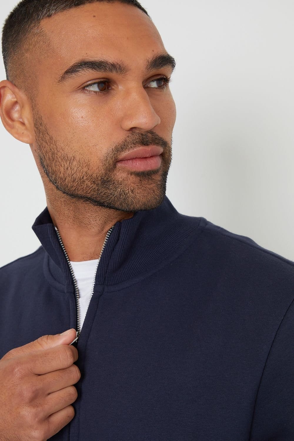 Threadbare Threadbare Men's 'Lynne' Funnel Neck Zip Through Sweatshirt in Navy - 4