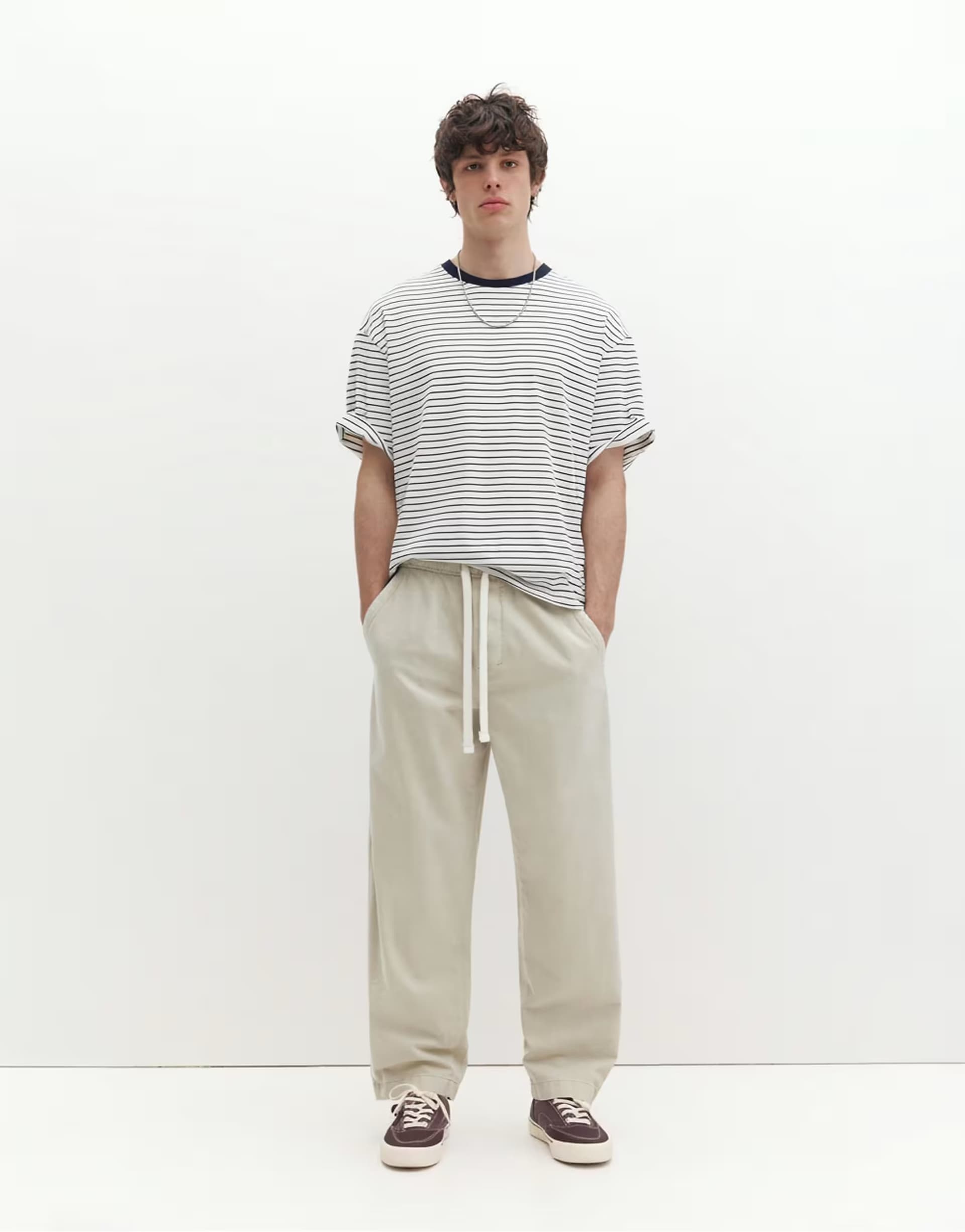 ASOS Pull&Bear Baggy jogger trousers in off white