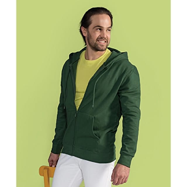 SG SG Men's Plain Full Zip Hooded Sweatshirt in Bottle Green - 2