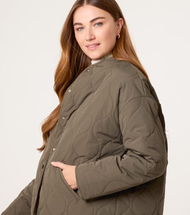 Blue Vanilla Women's Dark Khaki Quilted Buttoned Pocket Jacket Blue Vanilla New Look - 3