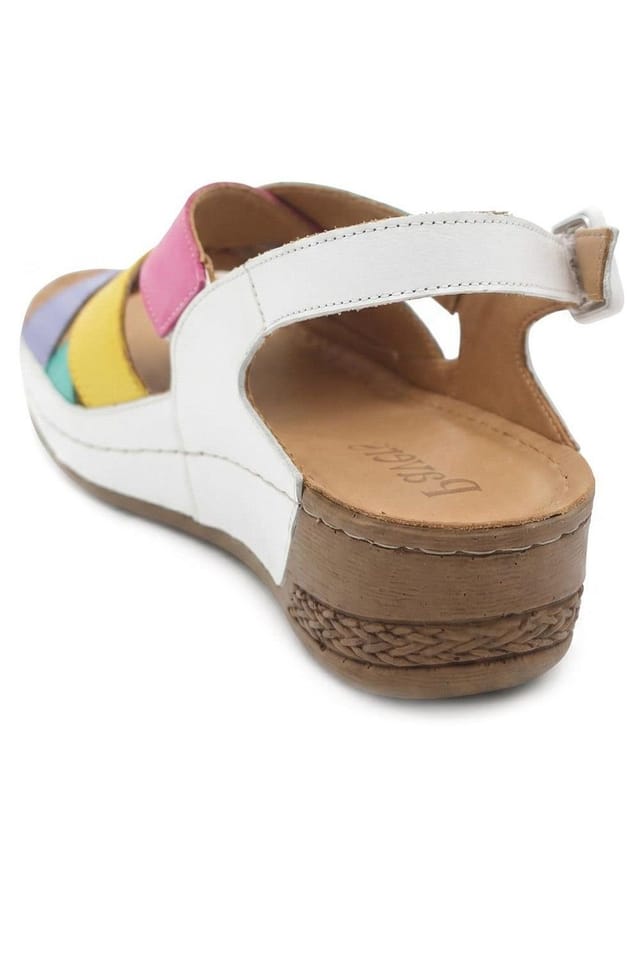 Pavers Pavers Women's Strappy Buckled Leather Sandals in White - 3