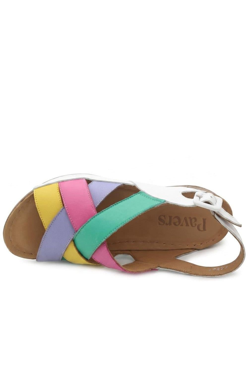 Pavers Pavers Women's Strappy Buckled Leather Sandals in White - 4