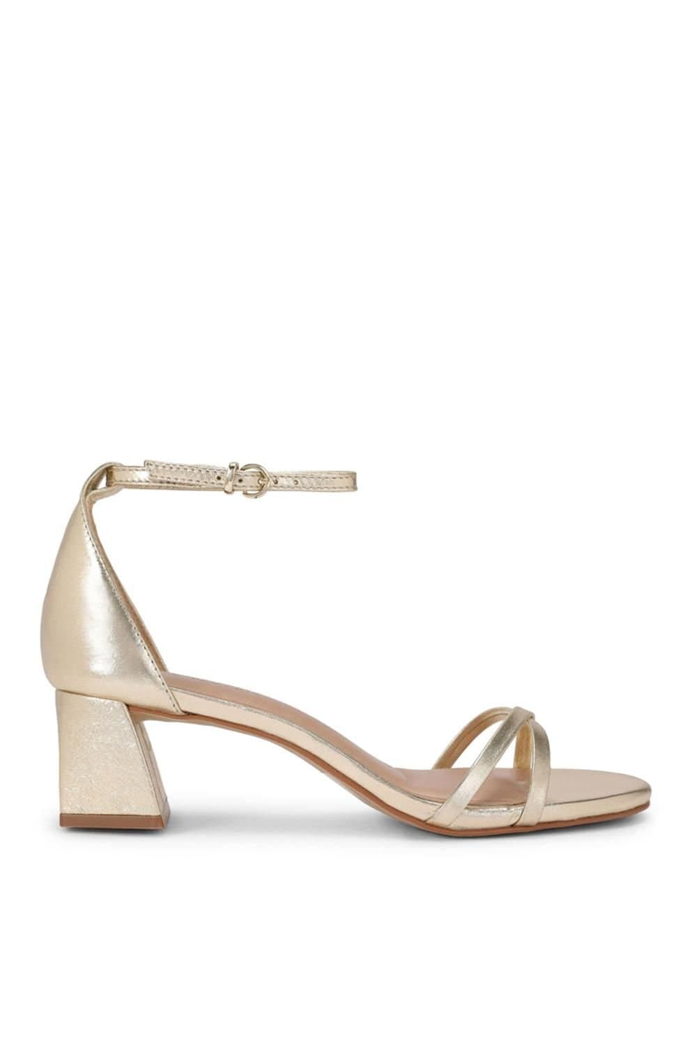 Steve Madden Steve Madden Gold Leather Block Heel Sandals