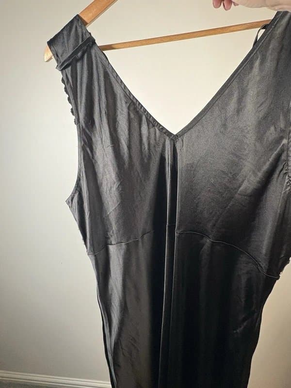 Never Fully Dressed Never Fully Dressed Allegra Black Beaded Slip Dress 28 Satin Midi Cocktail Party