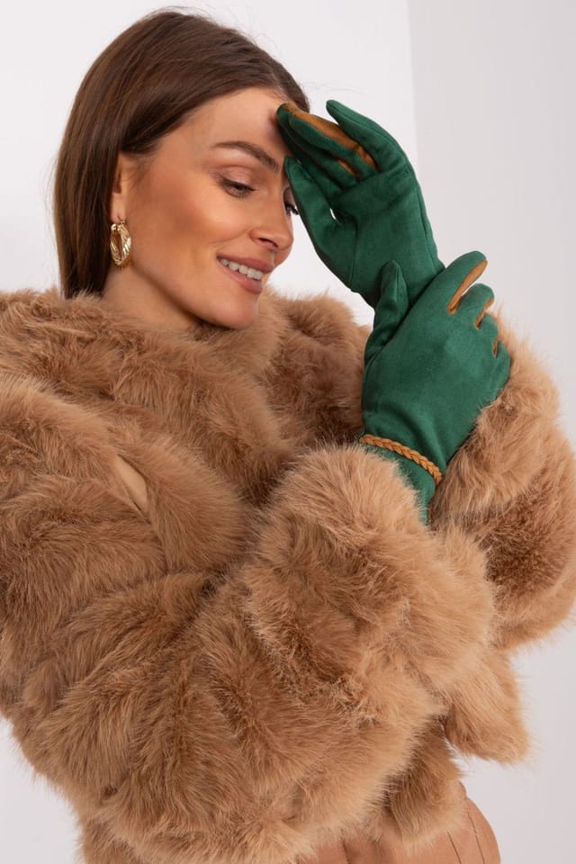 Love Lace Love Lace Women's Elegant Touchscreen Gloves with Braided Straps & Flower in Green - 2
