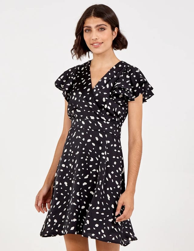 Blue Vanilla Dalmatian Print Wrap Dress - 2