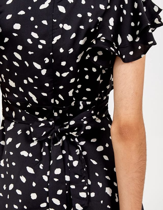 Blue Vanilla Dalmatian Print Wrap Dress - 3