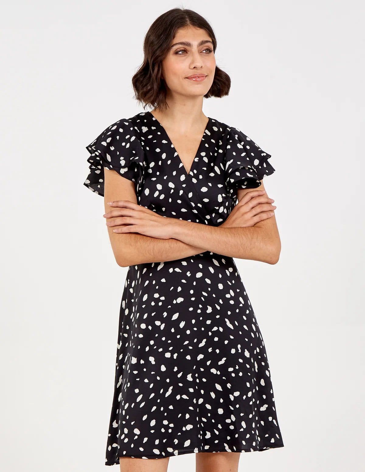 Blue Vanilla Dalmatian Print Wrap Dress - 4