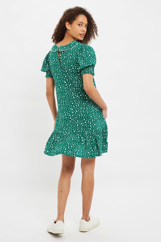 Louche Louche Women's Cora Spot It Print Statement Collar Short Sleeve Mini Dress - 2