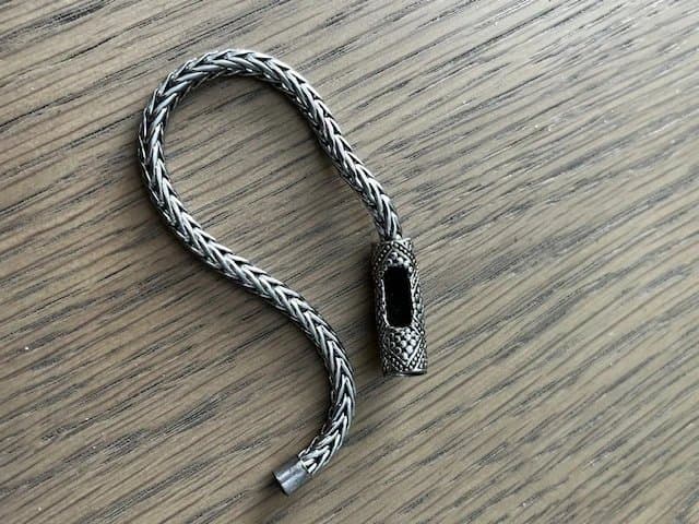unknown Silver Tone Braided Bracelet Magnetic Clasp Boho Bali Style