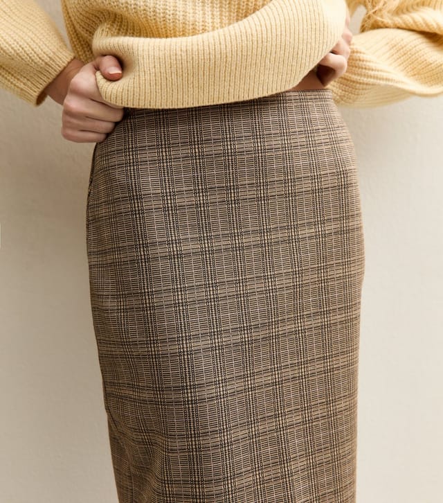 New Look Women's Brown Jacquard Check Pencil Skirt New Look - 2