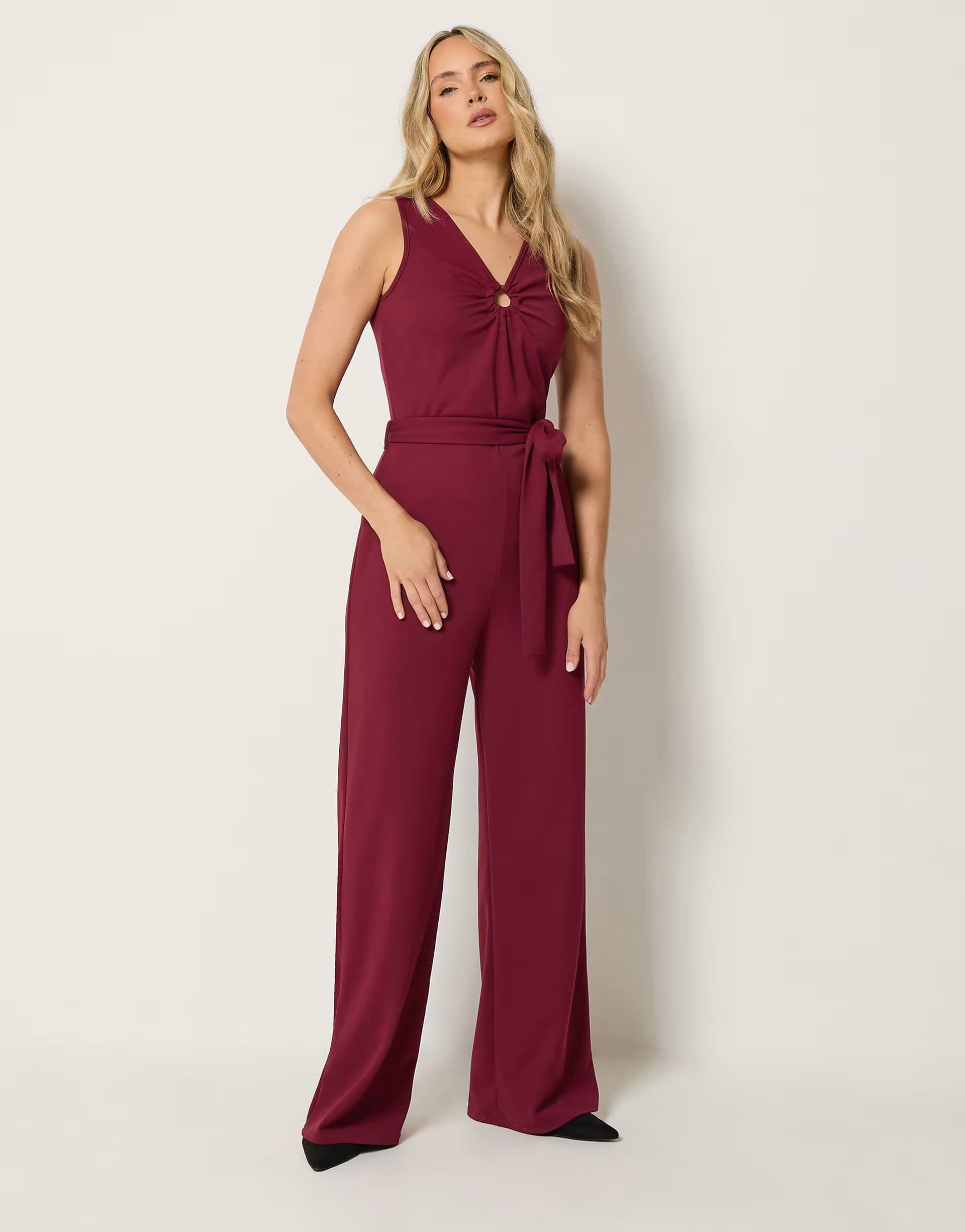 ASOS Long Tall Sally Belted wide leg jumpsuit in red
