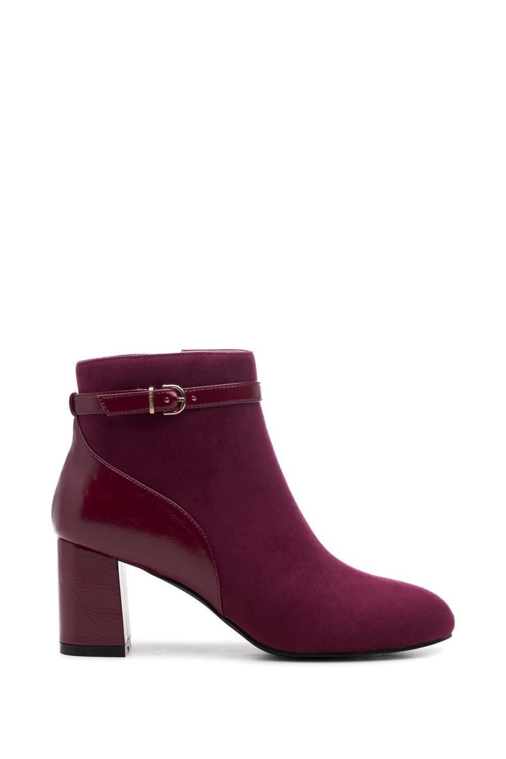 Paradox London Paradox London Women's 'Amara' Micro Suede Mid Block Heel Ankle Boot in Burgundy