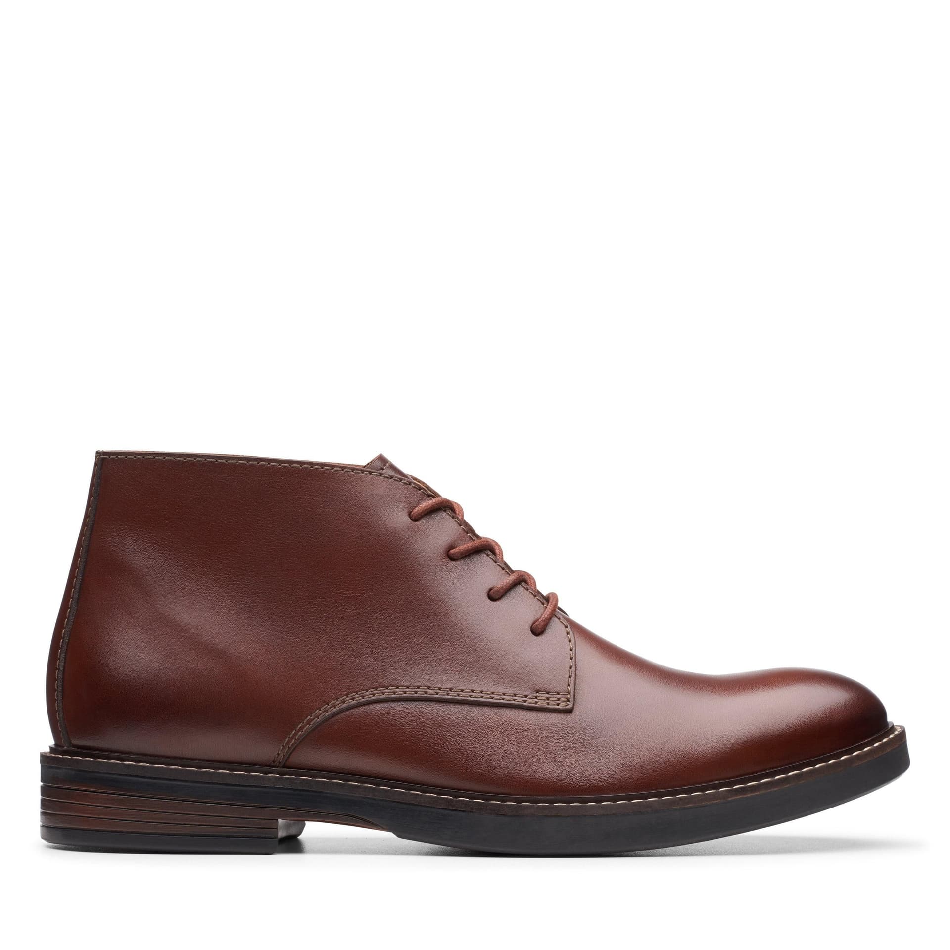 Clarks Clarks Men's Paulson Mid Mahogany Leather Ankle Boots, Chukka Boots, Lace Up in Brown