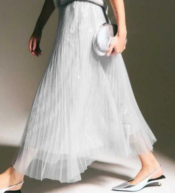New Look New Look Grey Sequinned Tulle Midi Skirt Size 14(UK)