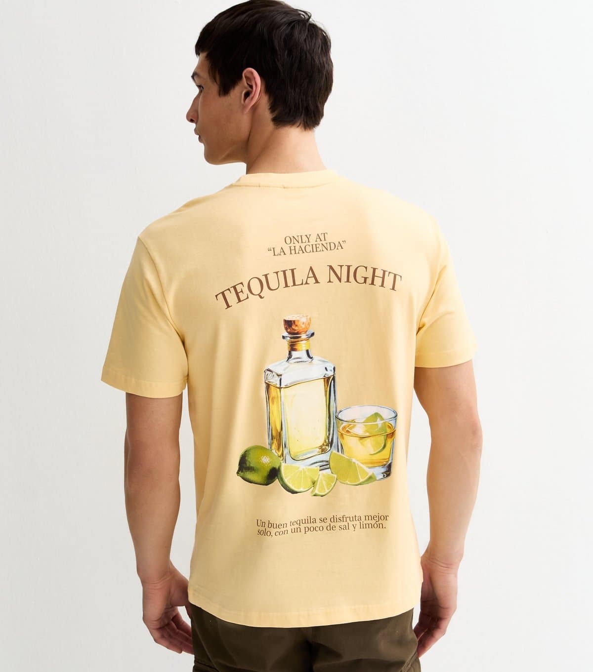 Only and Sons Men's Light Yellow Tequila Night Print T-Shirt Only and Sons New Look