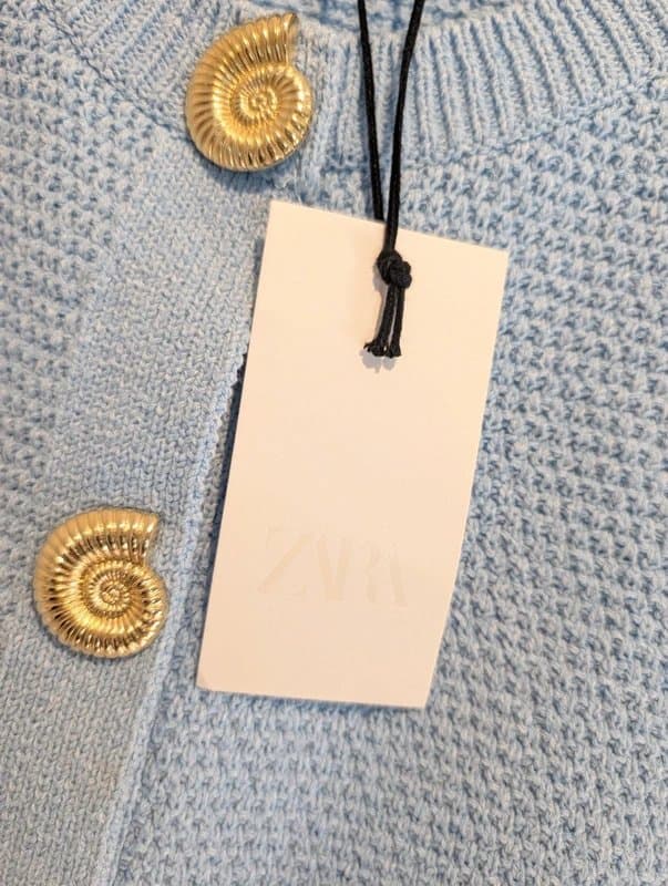 Zara Zara Pale Blue Shell Spring Vest Knit Jumper
