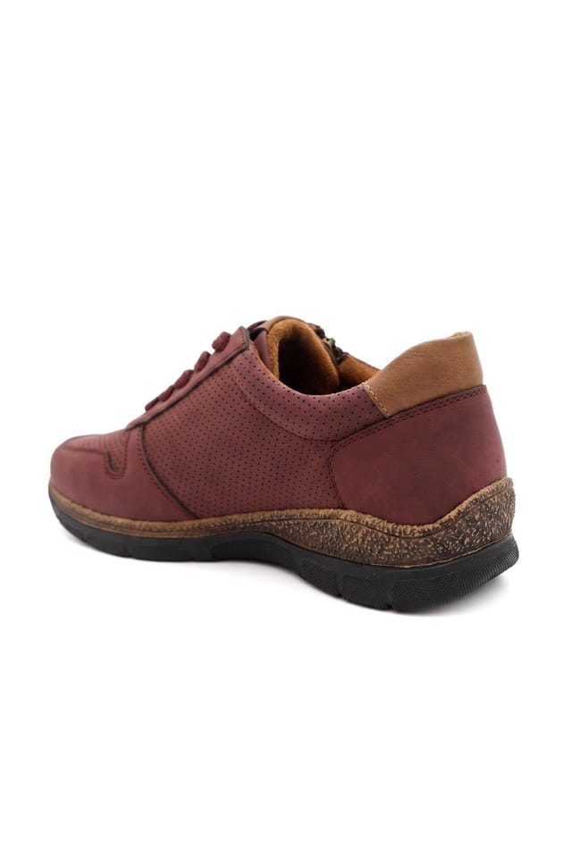 Pavers Pavers Women's Wide Fit Casual Zip & Lace Shoes in Burgundy - 3