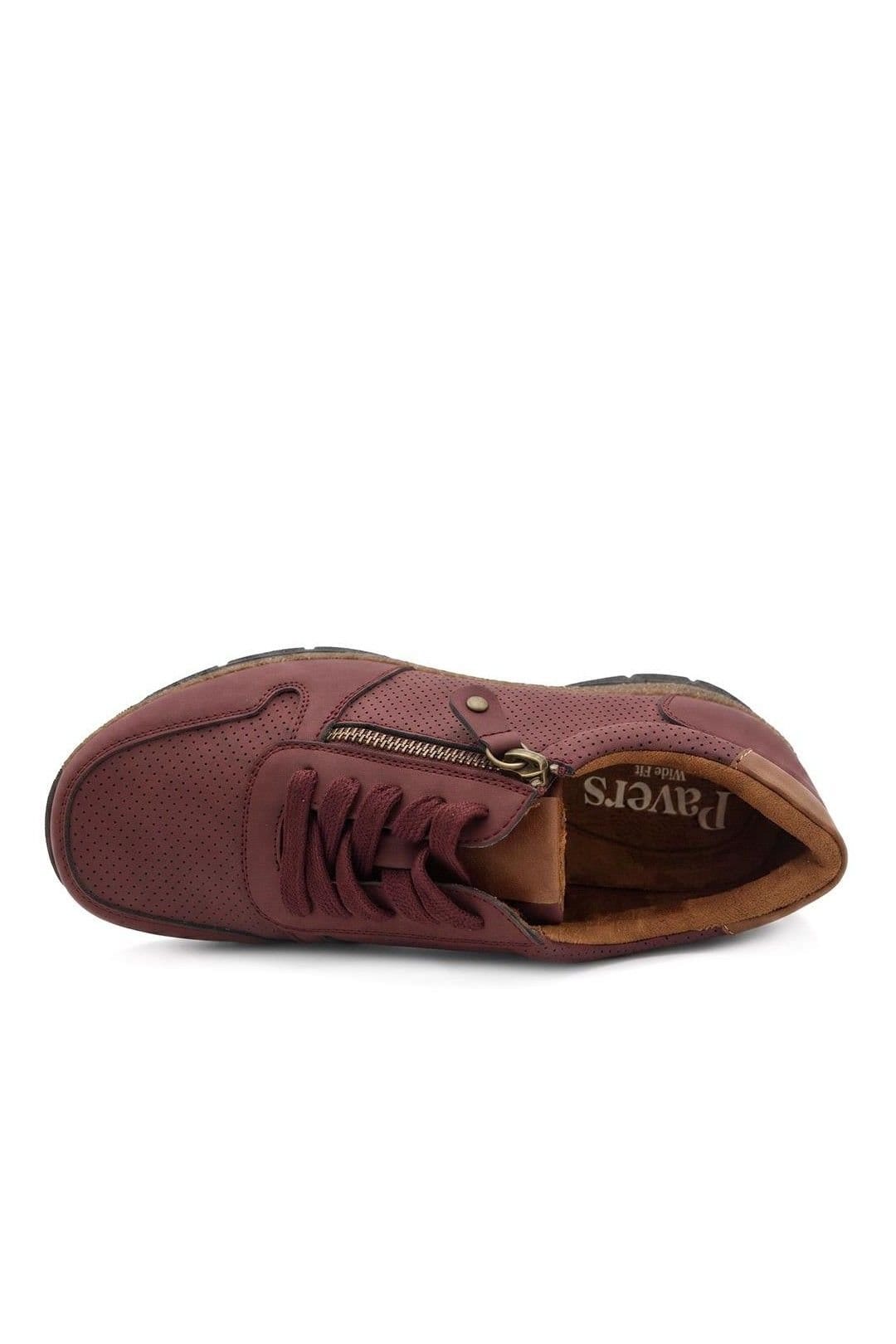 Pavers Pavers Women's Wide Fit Casual Zip & Lace Shoes in Burgundy - 4