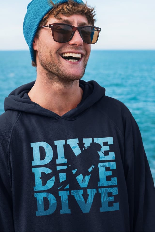 Bad Zebedee Bad Zebedee Men's Dive Dive Dive Scuba Hoodie in Navy - 2