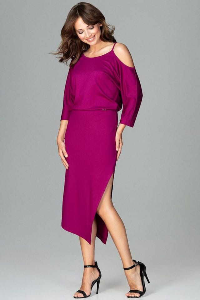 Love Lace Love Lace Women's Asymmetrical Kimono Sleeve Evening Dress in Violet - 2