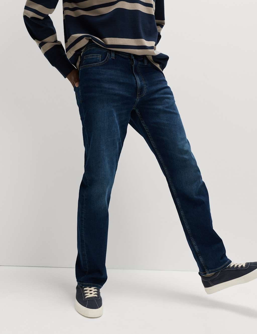 Marks & Spencer M&S Straight Fit Comfort Stretch Jeans Dark Indigo