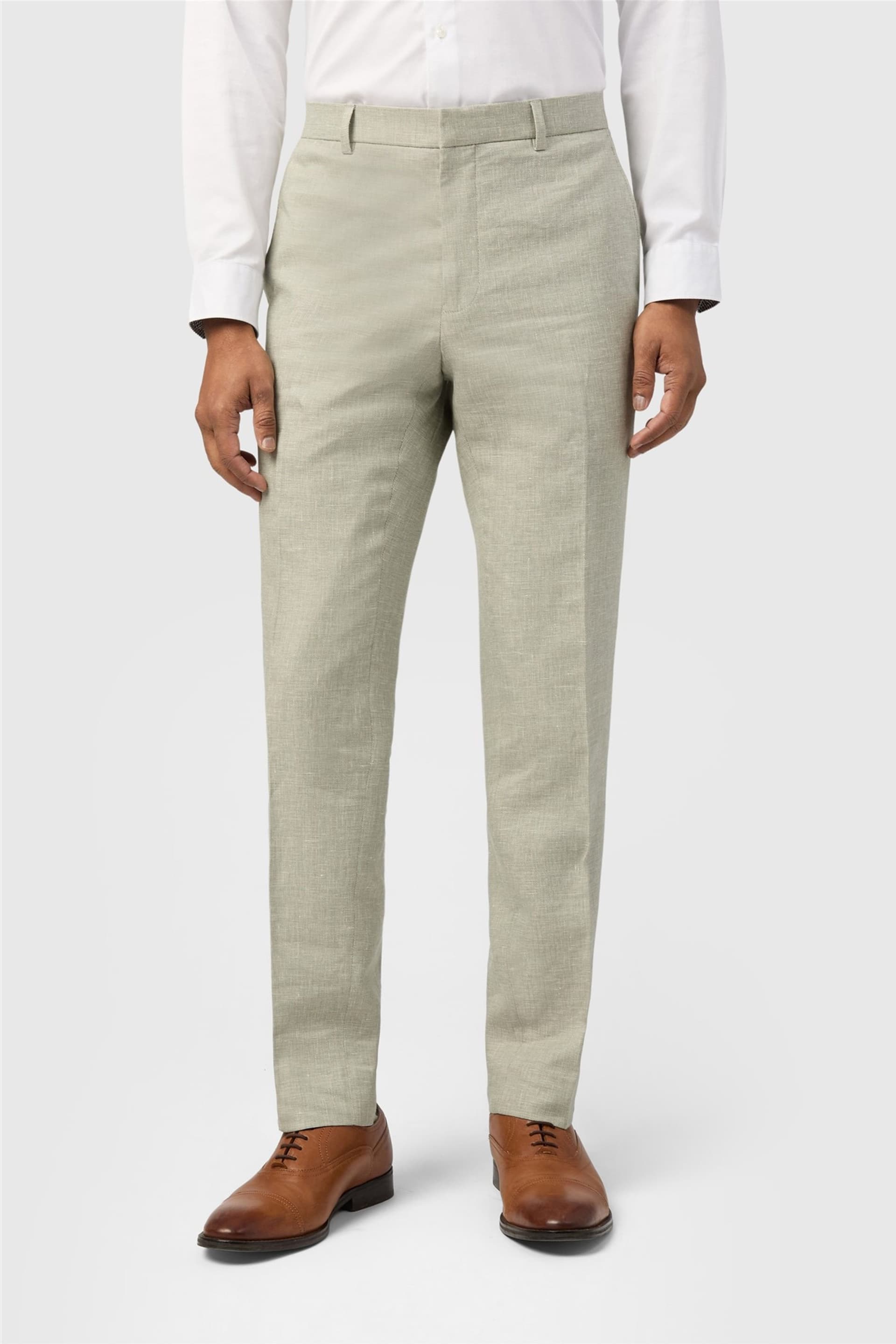 Ted Baker Ted Baker Men's Flat Fronted Slim Fit Suit Trousers in Light Grey