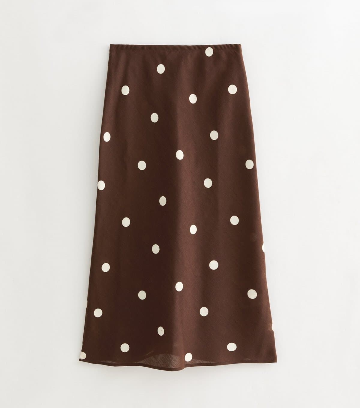 New Look Women's Petite Brown Satin Spot Print Bias Cut Midi Skirt New Look