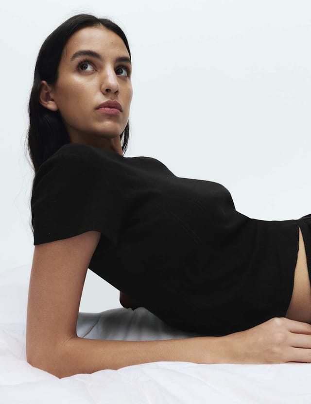 Marks & Spencer M&S Pure Cotton Pointelle Pyjama Top Black - 2
