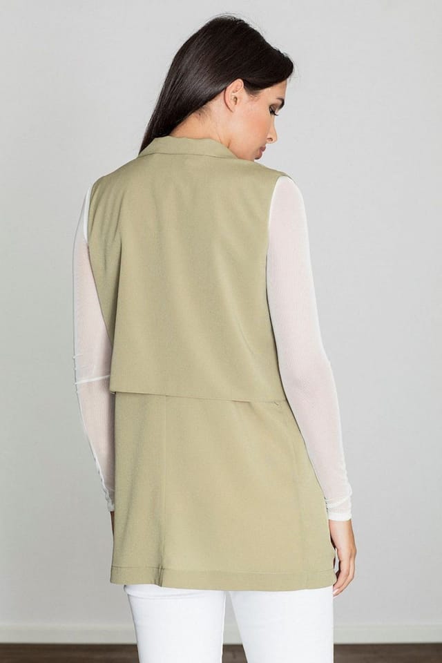Love Lace Love Lace Women's Lightweight Long Collared Vest for Everyday in Green - 2