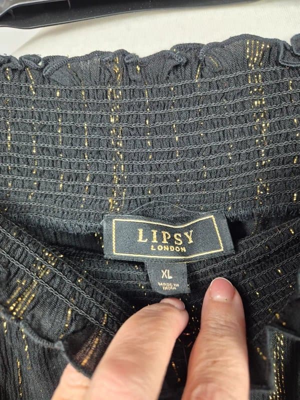 Lipsy lipsy sheered black metallic beach shorts with pockets size xl 20/22 836