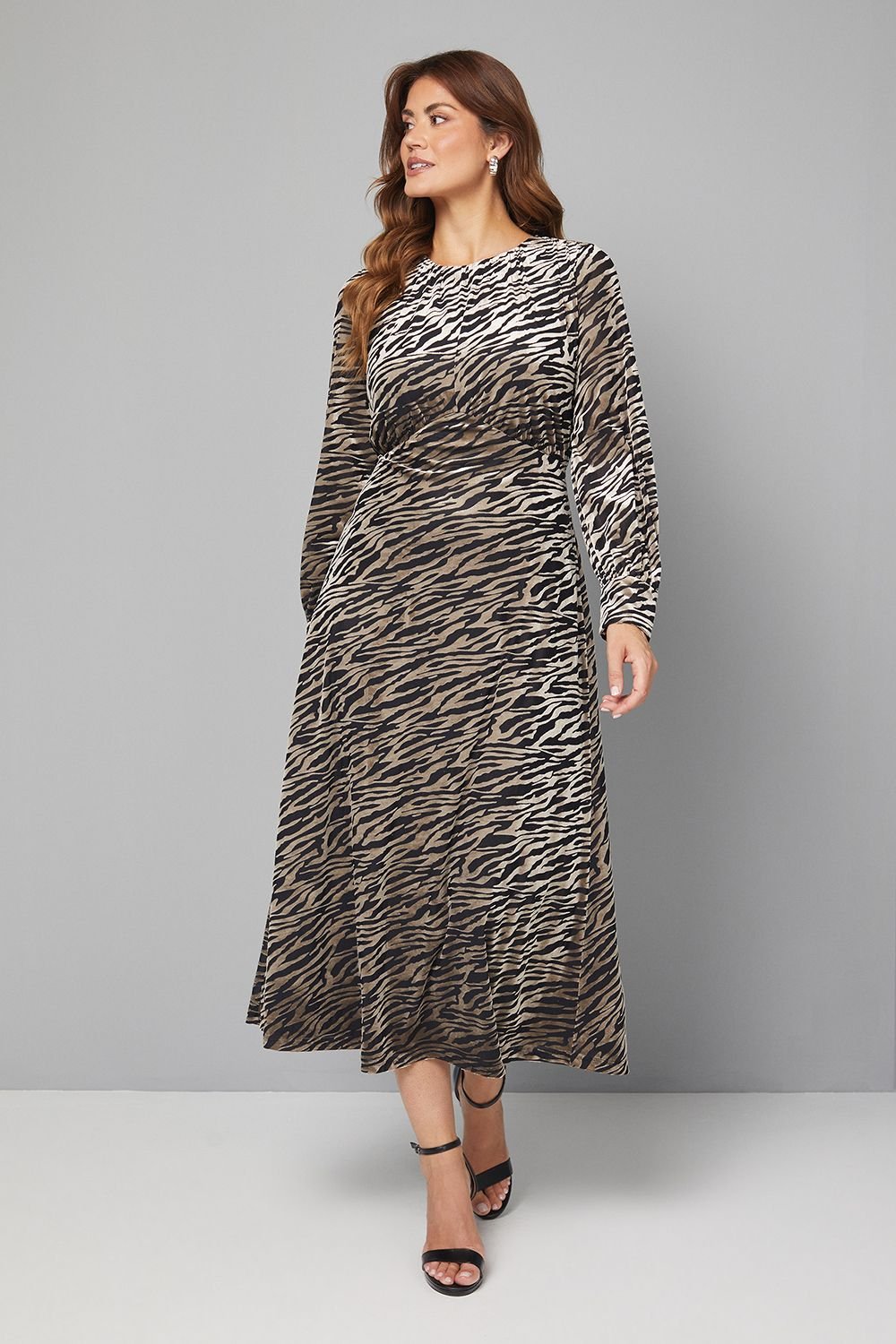 Wallis Wallis Women's Devore Drop Hem Midi Dress in Black/White - 2