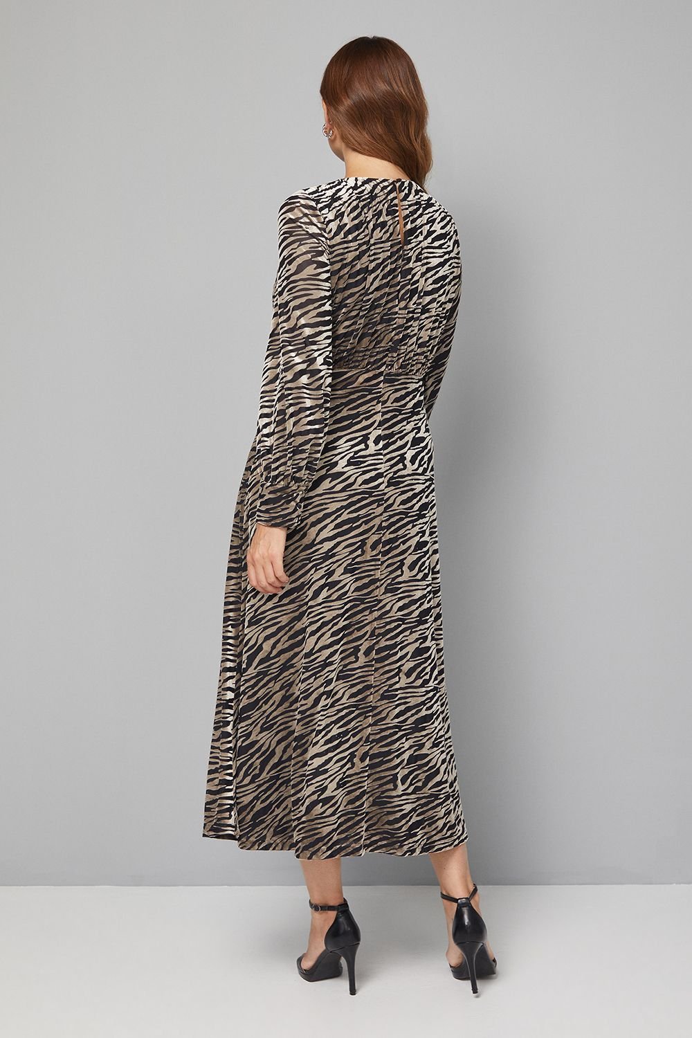 Wallis Wallis Women's Devore Drop Hem Midi Dress in Black/White - 4