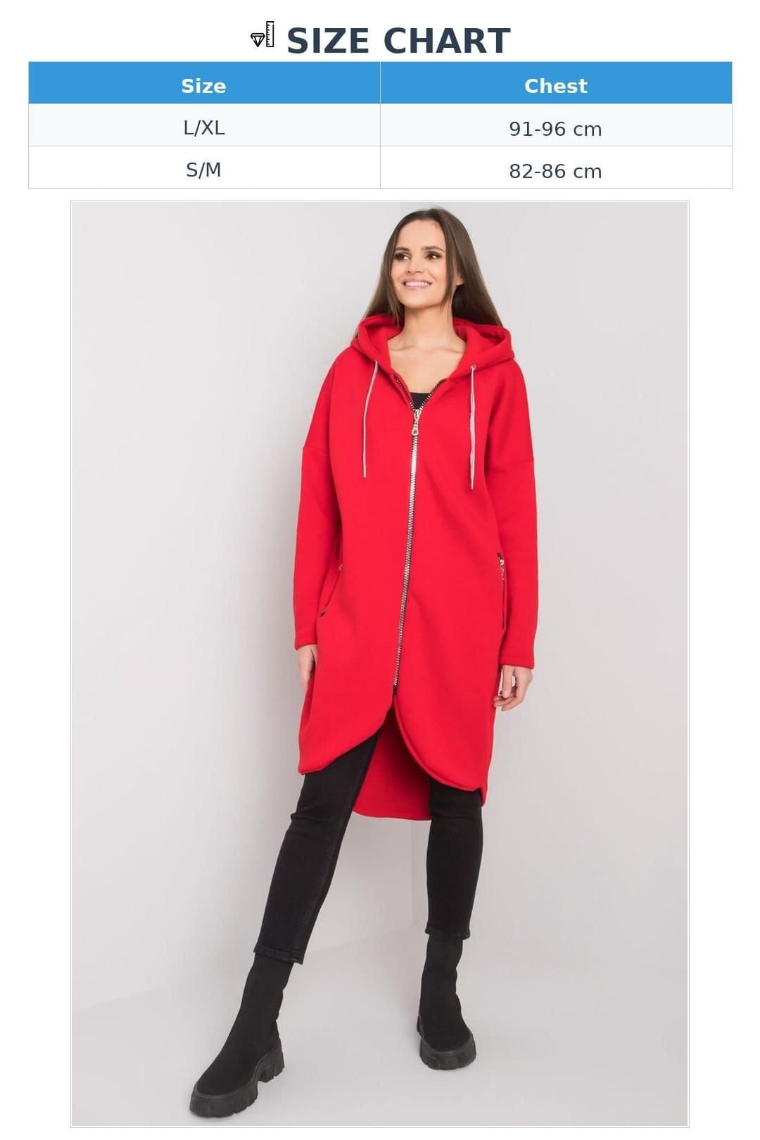 Love Lace Love Lace Women's Asymmetrical Hem Hooded Zip Sweatshirt in Red - 4