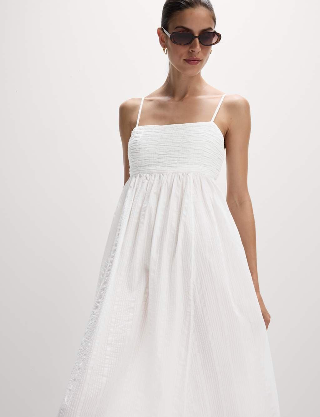 Marks & Spencer M&S Pure Cotton Square Neck Maxi Beach Dress Soft White