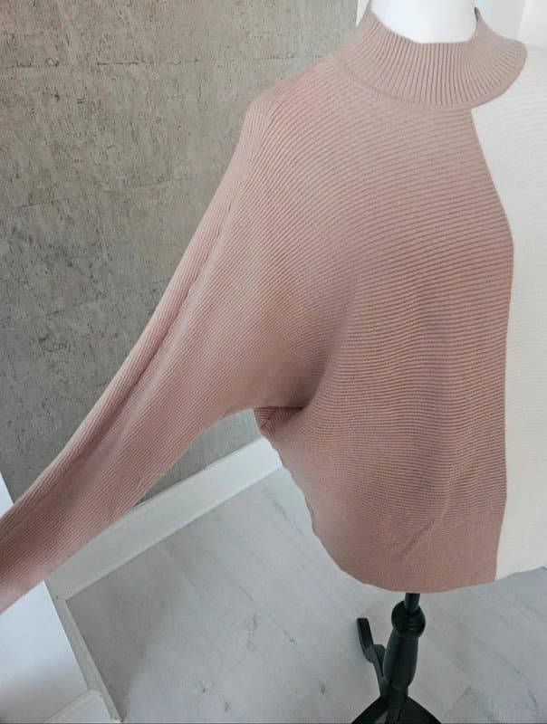 Primark Primark womens medium soft knit wear jumper contrast beige cream white cosy winter casual dressy