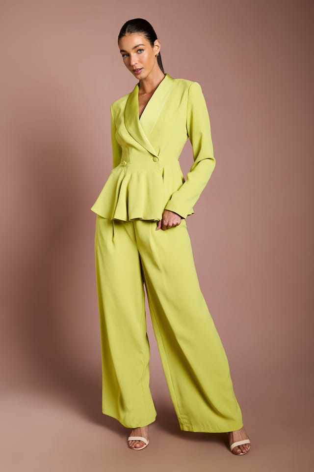 Coast Coast Women's Satin Peplum Blazer in Lime - 2