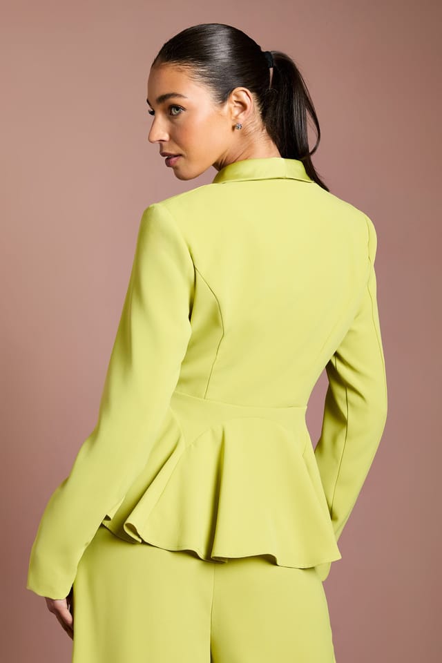 Coast Coast Women's Satin Peplum Blazer in Lime - 3