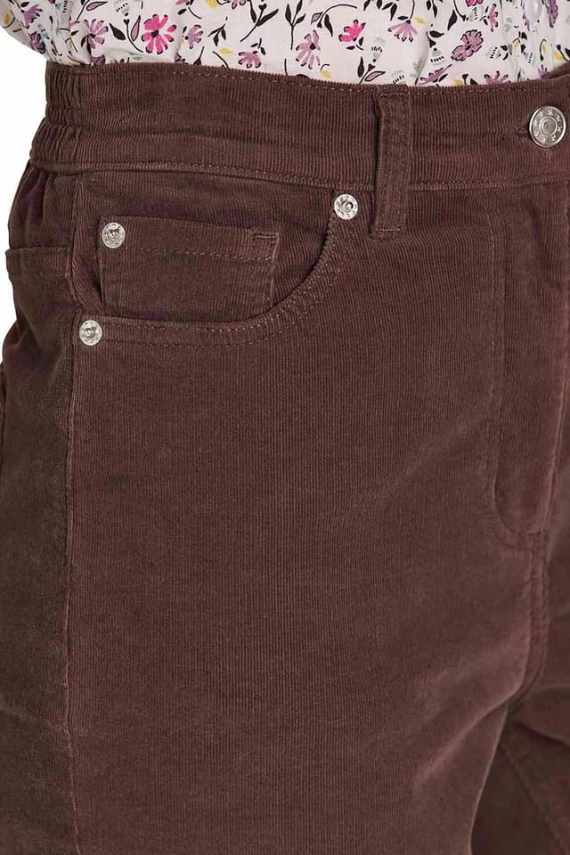 Amber Amber Women's Jeans with Elasticated Back Waist Jeans Stretch Cord in Chocolate - 2