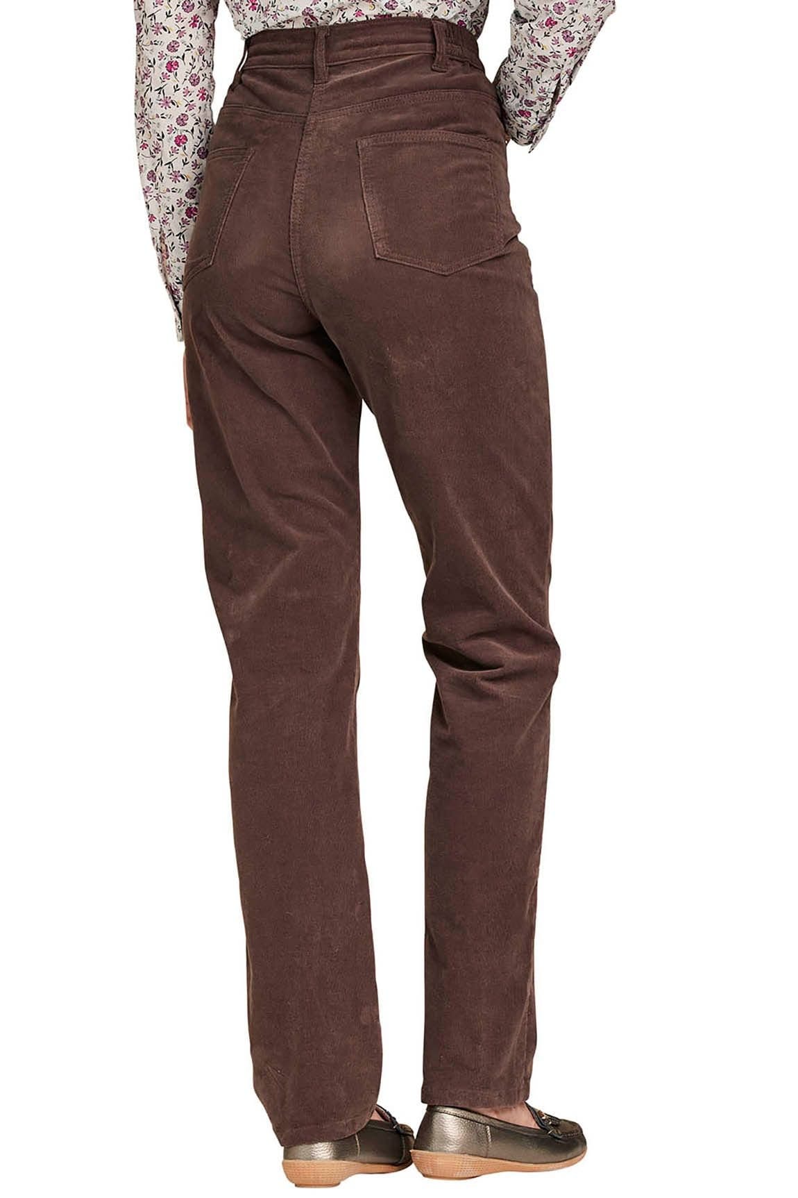 Amber Amber Women's Jeans with Elasticated Back Waist Jeans Stretch Cord in Chocolate - 4