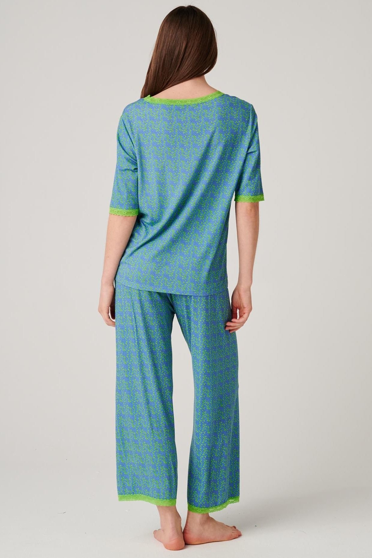 British Boxers British Boxers Women's "Blooming Fabulous" Bamboo Lace Pyjama Set in Bright Blue - 3